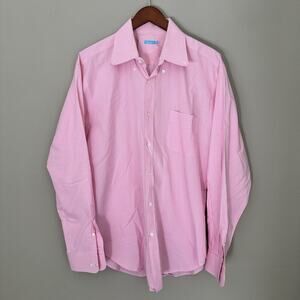 J McLaughlin Pink Gingham Cotton Button Down Shirt Relaxed Fit Coastal Hamptons